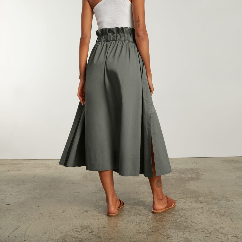 The Easy Button-Front Skirt | Pewter Green