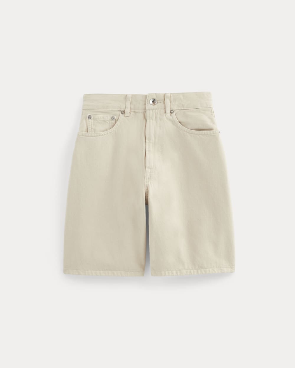 The Long A-Line Denim Short | Garment-Dyed White / Cream