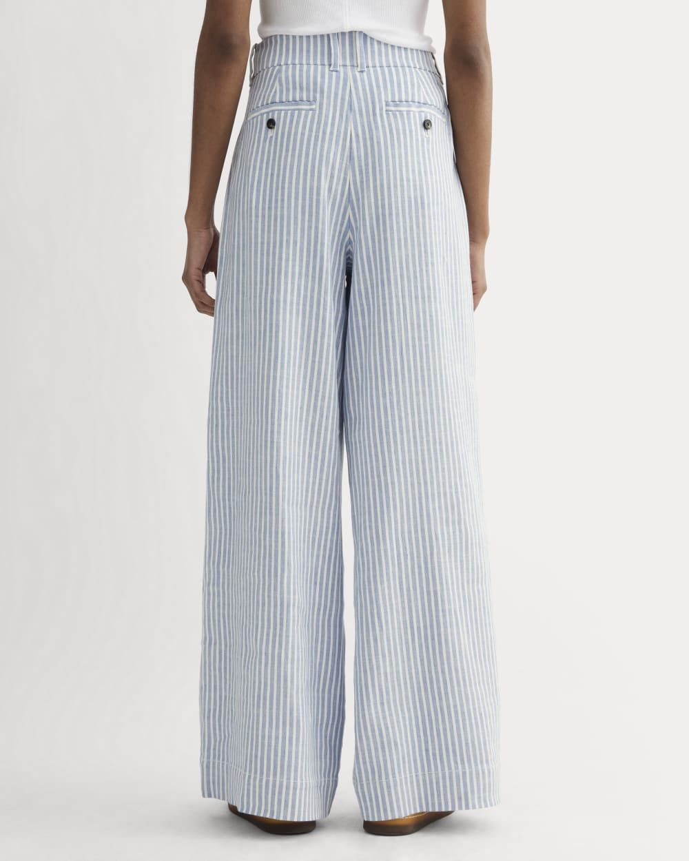 The Wide-Leg Pant in Stretch Linen | Bluebell / Bone
