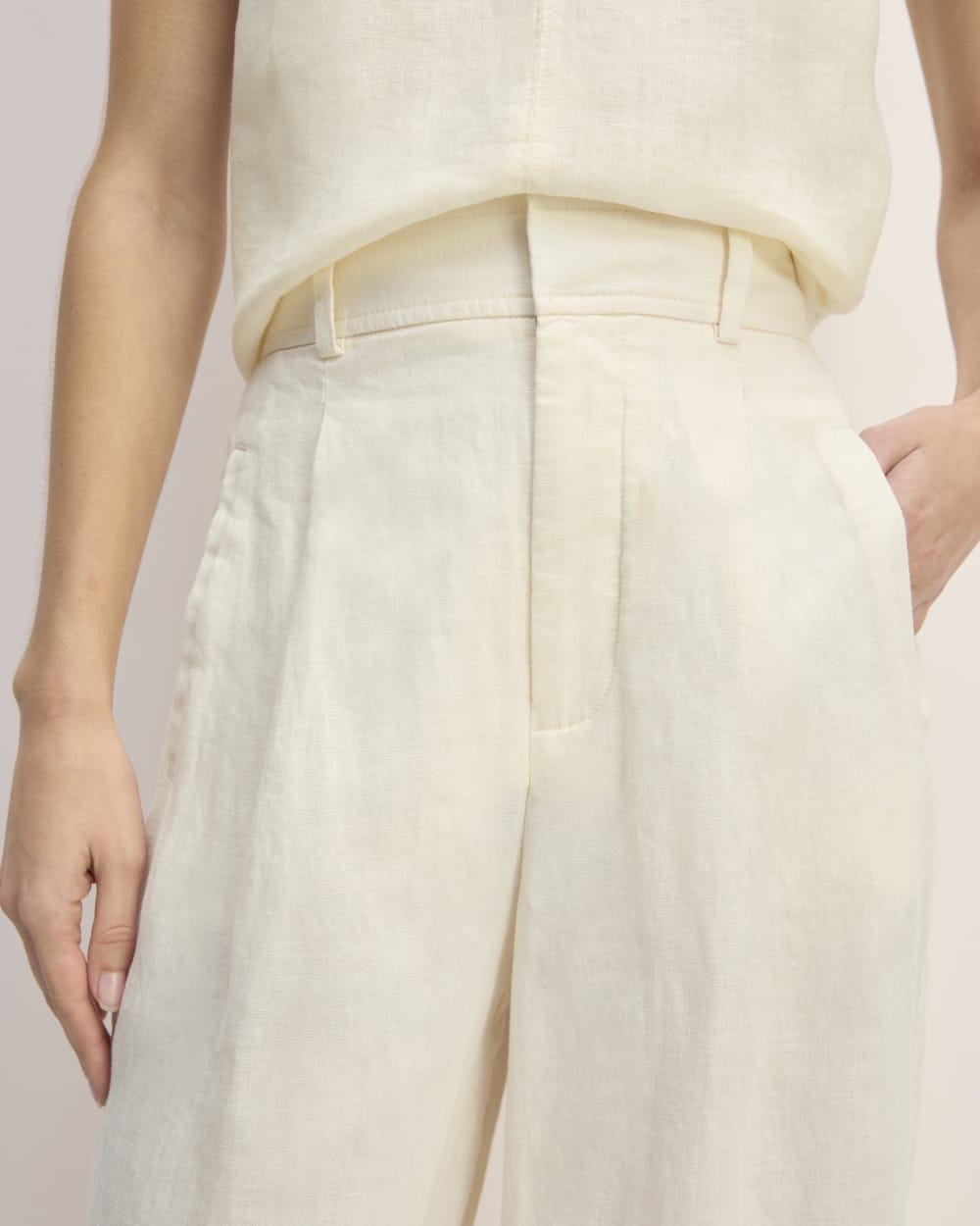 The Linen Way-High® Drape Pant  | Bone