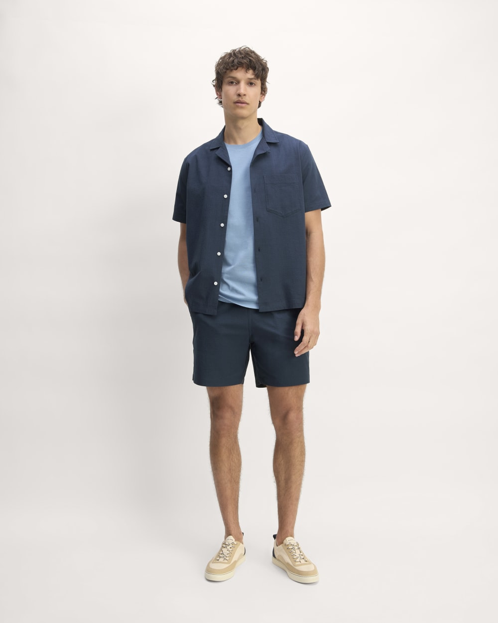 The Seersucker Short-Sleeve Shirt | Deep Blue