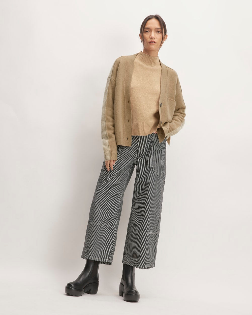 The Good Merino Wool Cardigan | Light Camel / Dark Oat