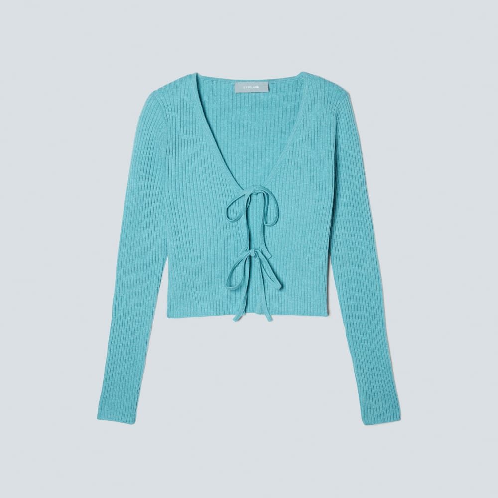 The Cotton-Merino Front-Tie Top | Deep Turquoise