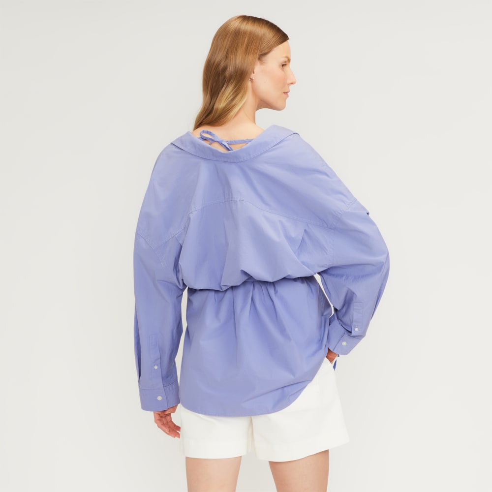 The Poplin Tie Back Shirt | Cornflower Blue