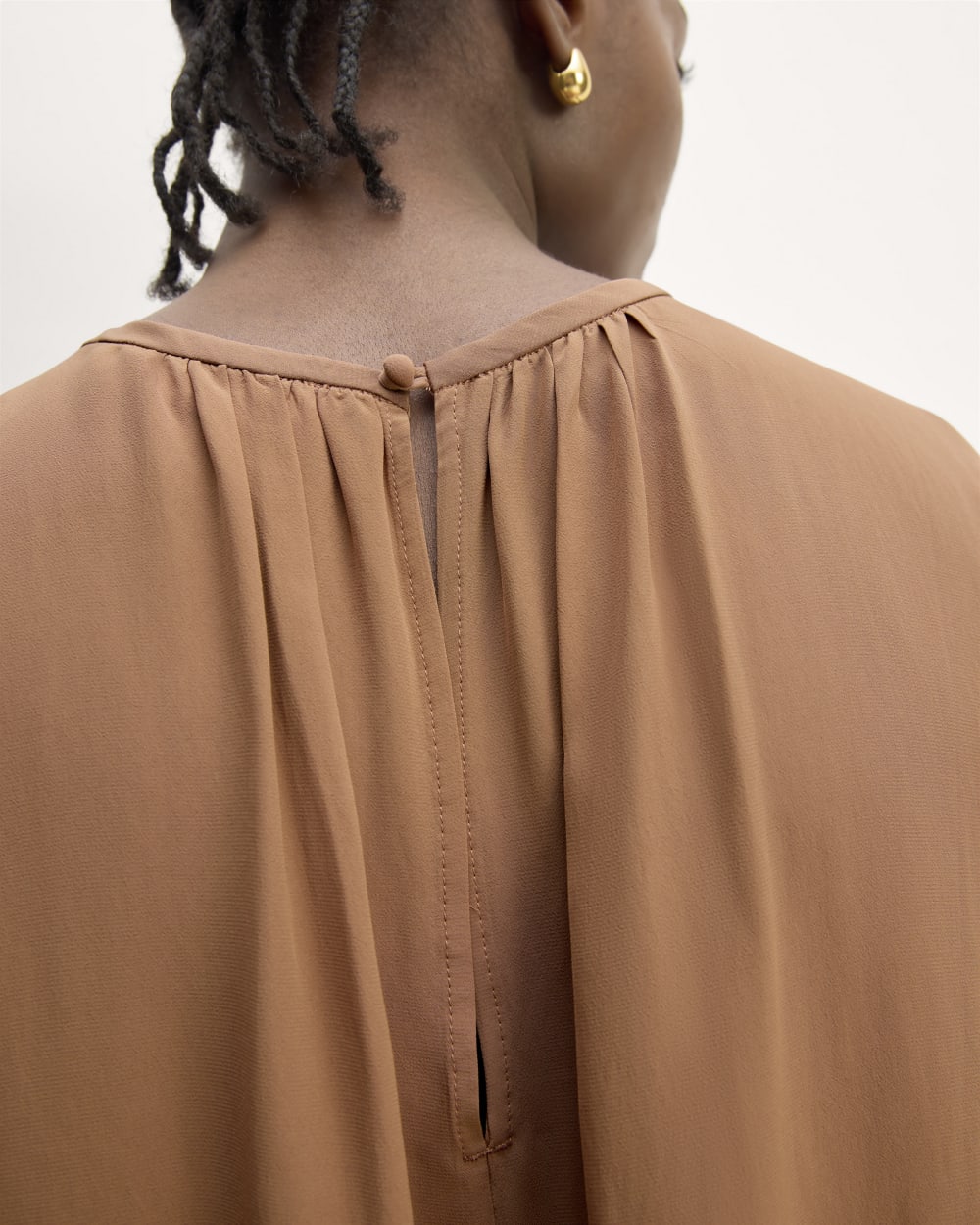 The Gathered Neck Top | Carob Brown