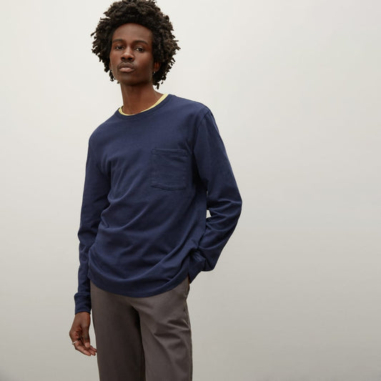 The Organic Cotton Long-Sleeve Pocket Tee | Deep Navy