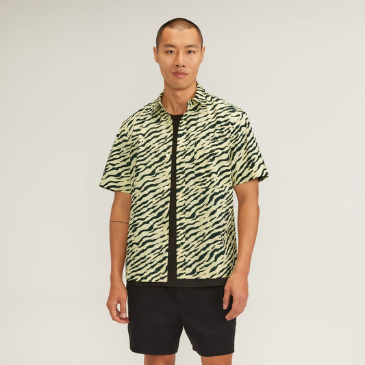 The Poplin Short-Sleeve Shirt | Pale Yellow Tiger Stripe