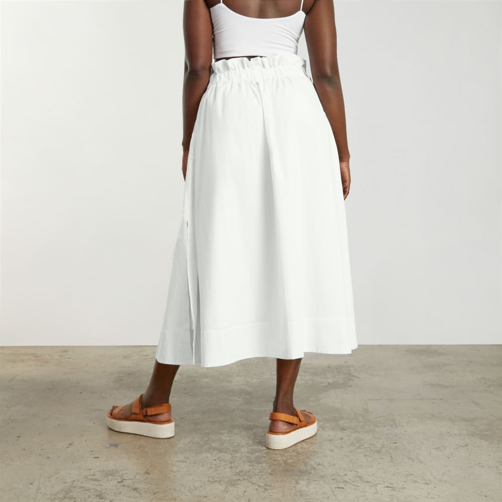 The Easy Button-Front Skirt | White