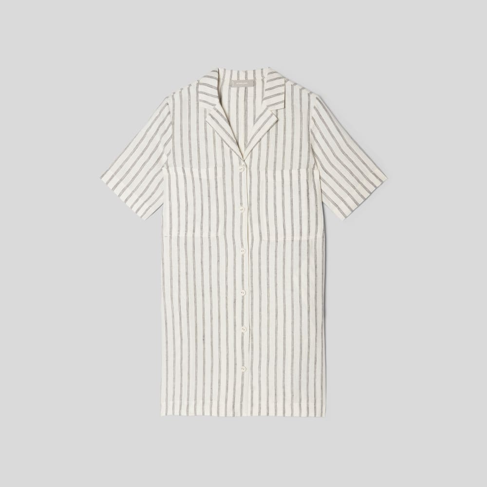 The Linen Workwear Dress | Black / Canvas Tan