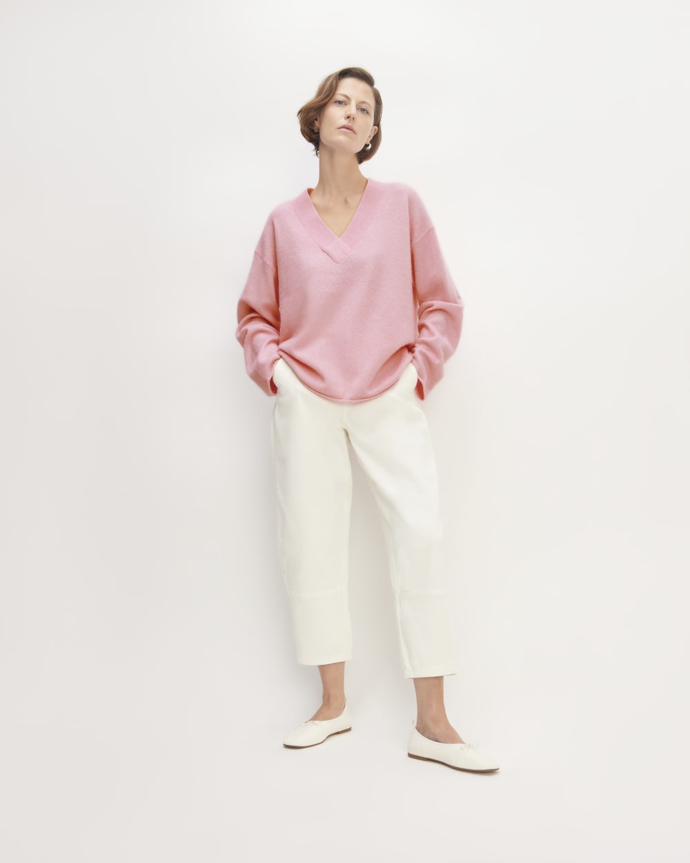 The Cozy-Stretch V-Neck Sweater | Pink Peony