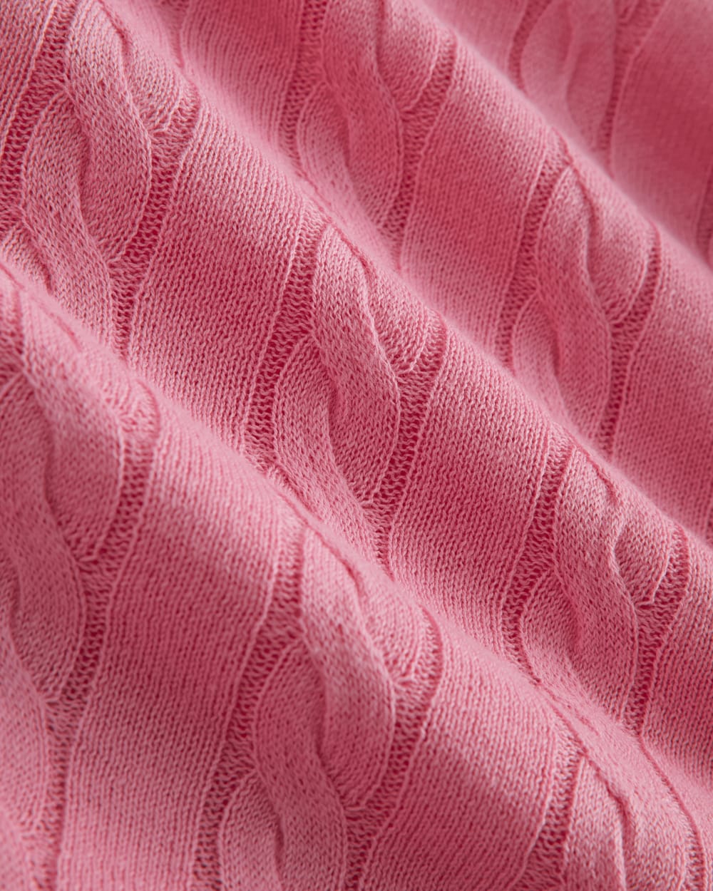 The Cable V-Neck in Cotton Cashmere | Deep Pink