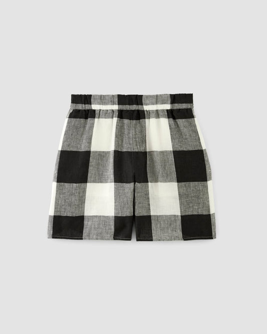 The Linen Easy Short | Bone / Black Check