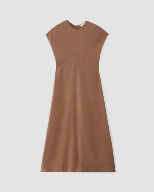 The TENCEL™ Short-Sleeve Midi Dress | Carob Brown