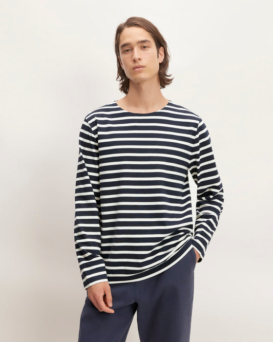 The Premium-Weight Long-Sleeve Mariner Tee |  Navy / Bone