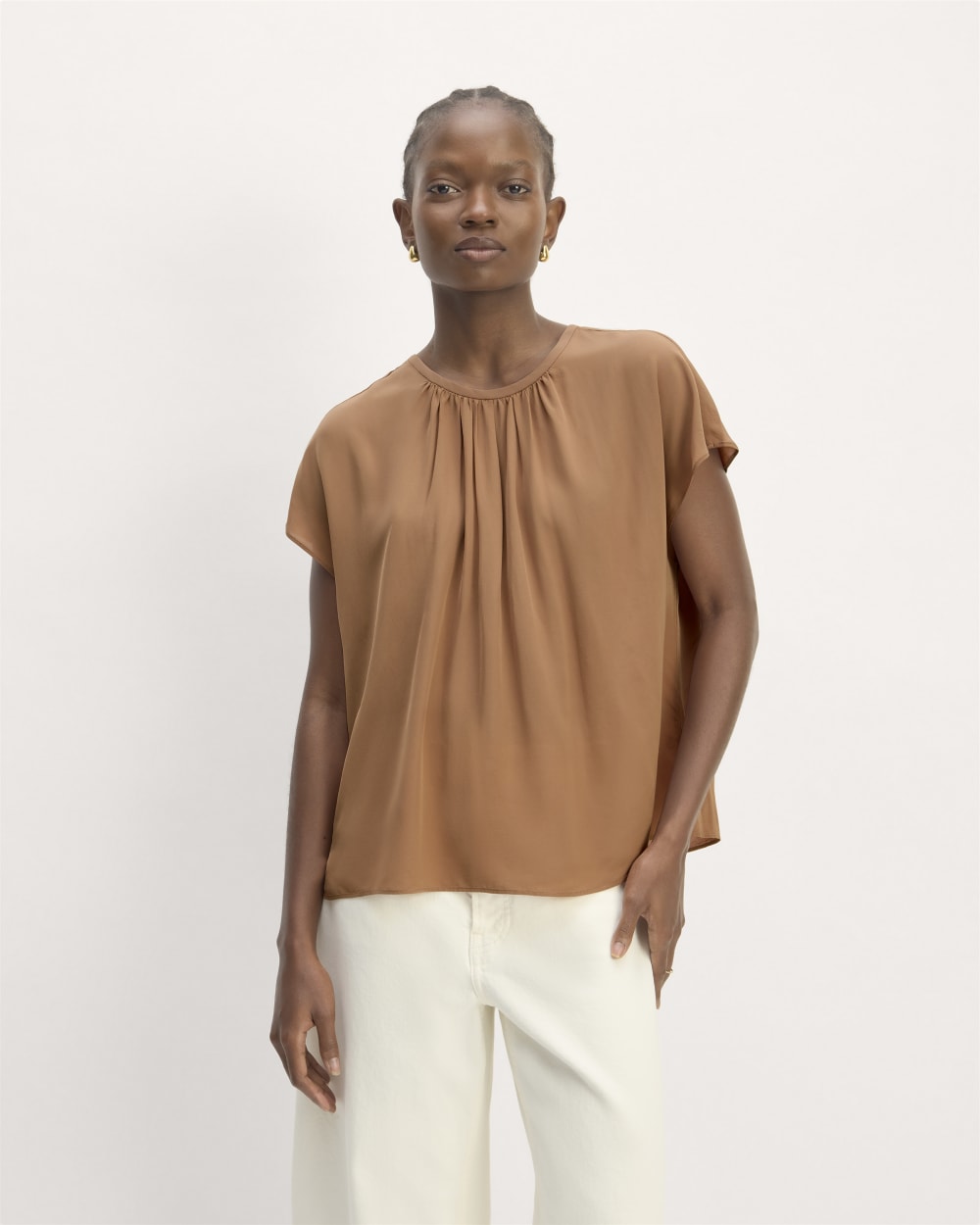 The Gathered Neck Top | Carob Brown