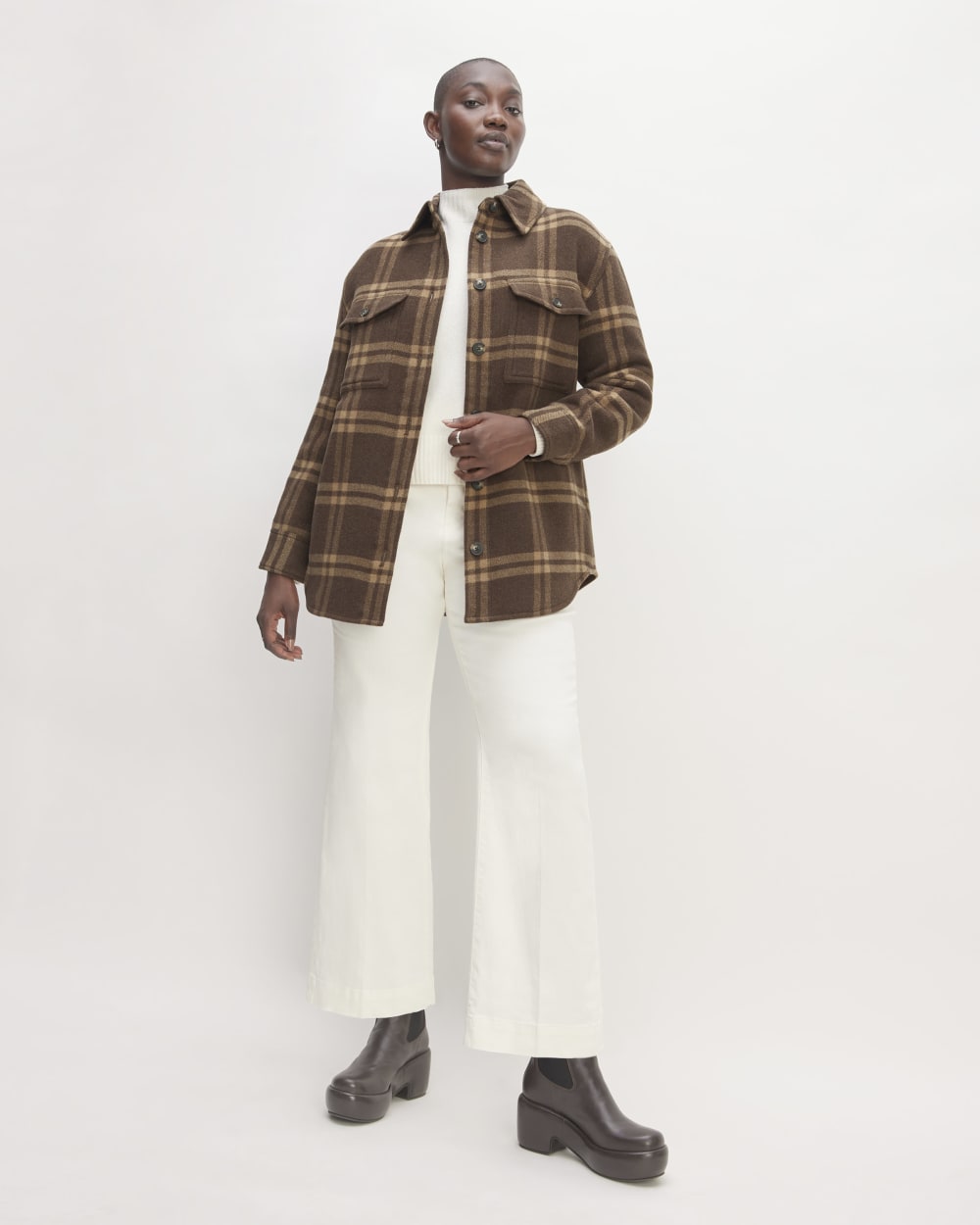 The Italian ReWool® Oversized Shirt Jacket | Brown / Camel
