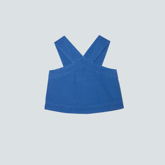 The Cross-Front Apron Top | Deep Blue