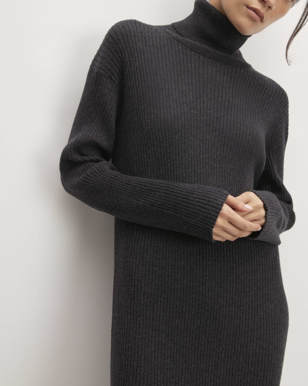 The Cotton-Merino Turtleneck Dress | Heather Charcoal