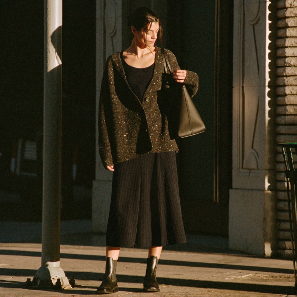 The City Stripe Midi Skirt | Black