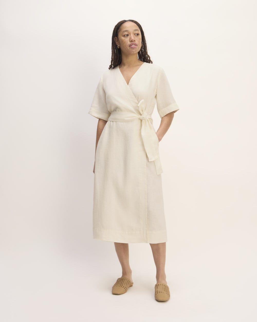 The Wrap Dress in Linen | Bone