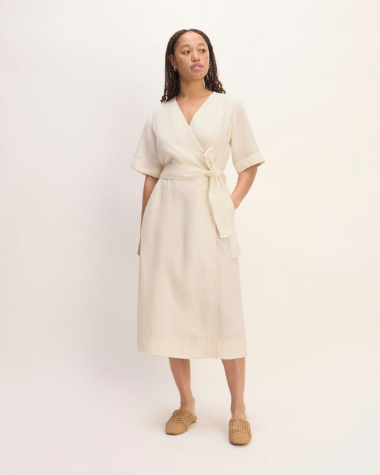 The Wrap Dress in Linen | Bone