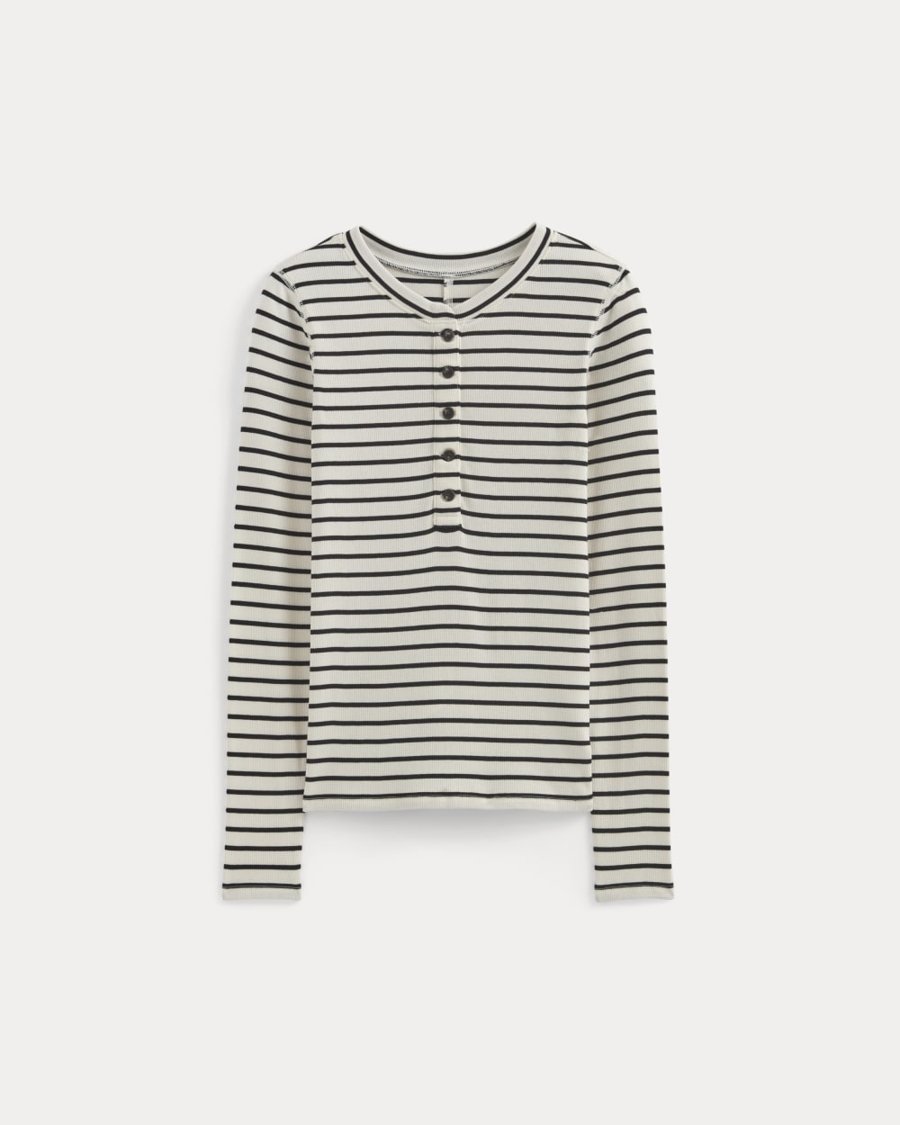 The Luxe Rib Henley | Bone / Black