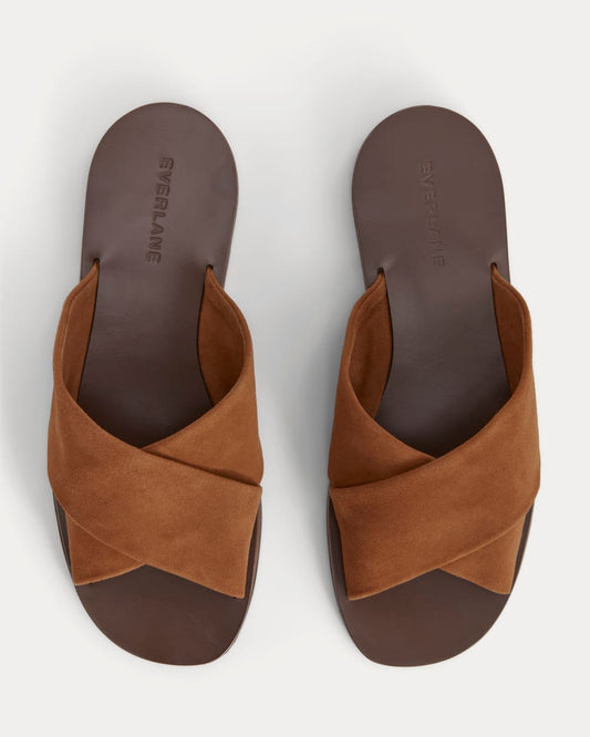 The Day Crossover Sandal | Saddle Brown Suede