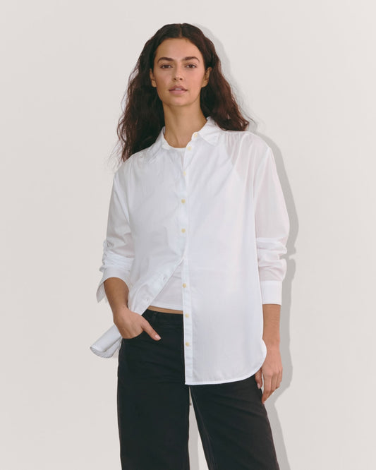 The Gathered Shirt in Silky Cotton | White
