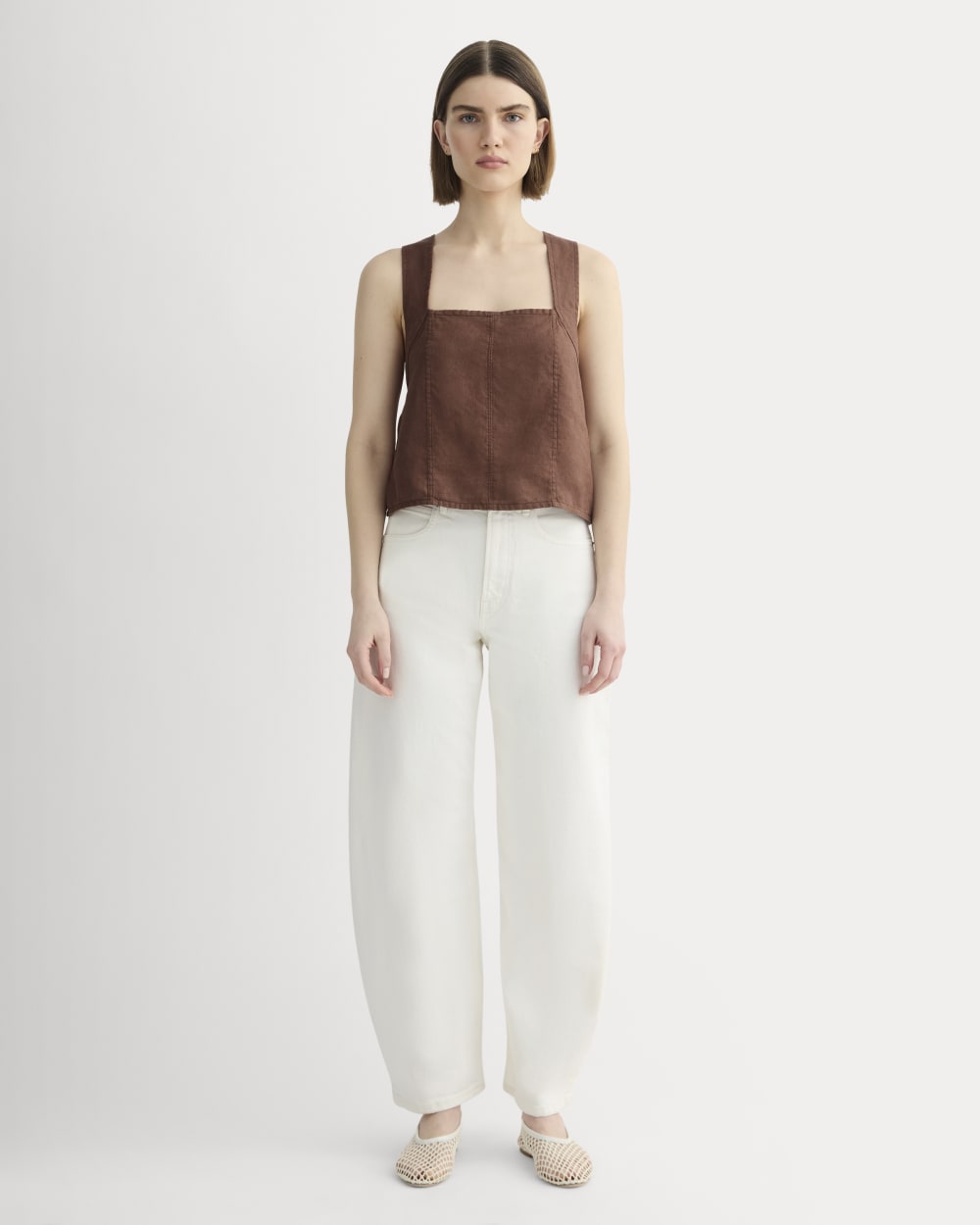 The Crossback Tank in Linen | Cedarwood