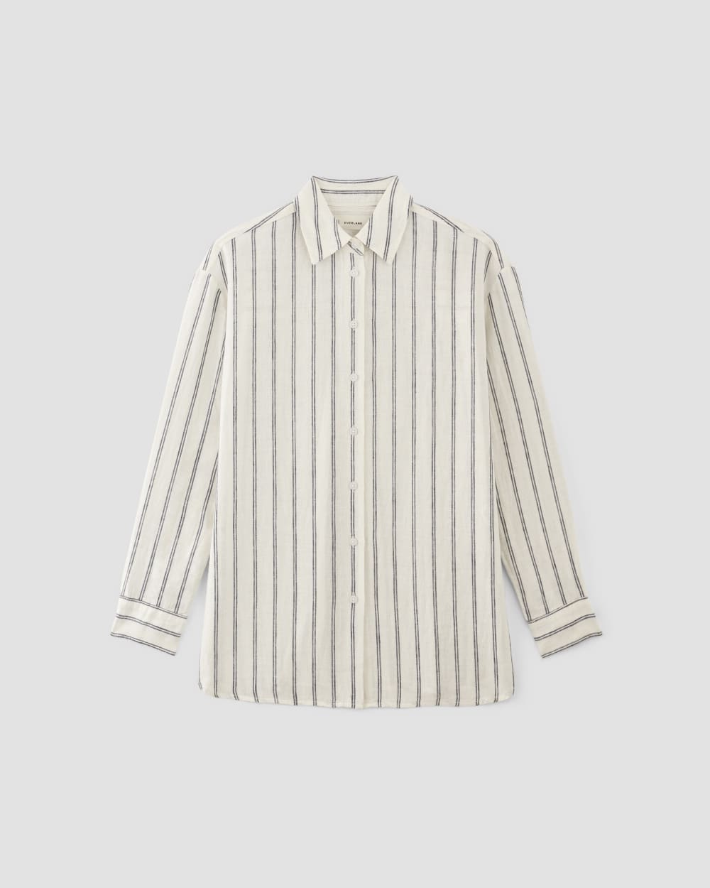 The Boyfriend Shirt in Linen | Bone / Navy