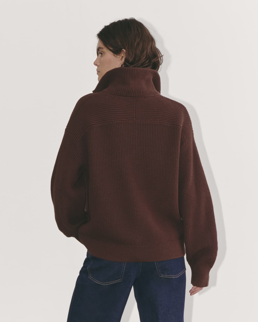 The Half-Zip in Everyday Cotton | Dark Mahogany