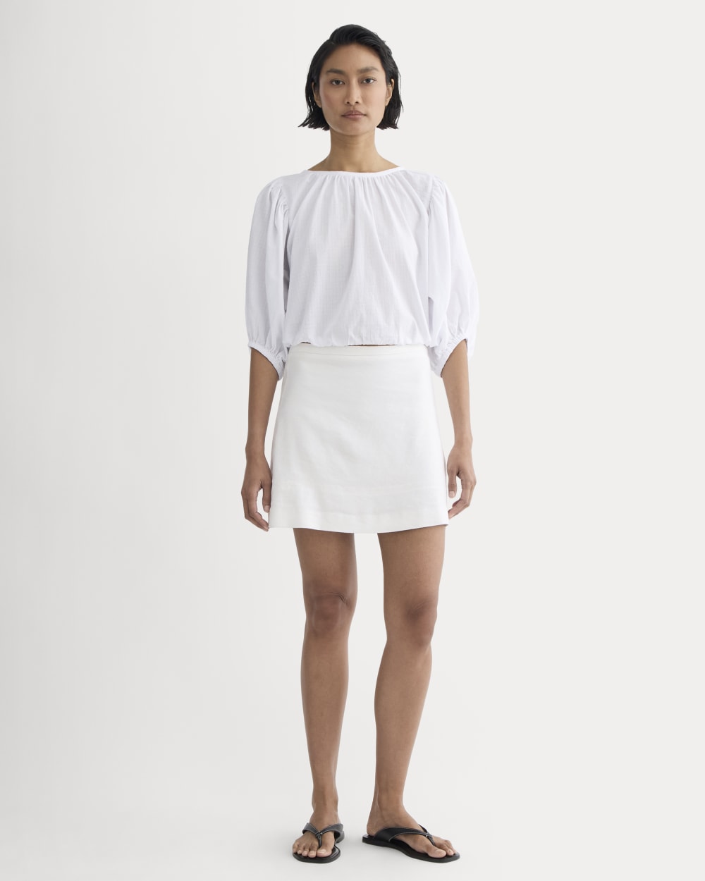 The Gauze Puff-Sleeve Top | White