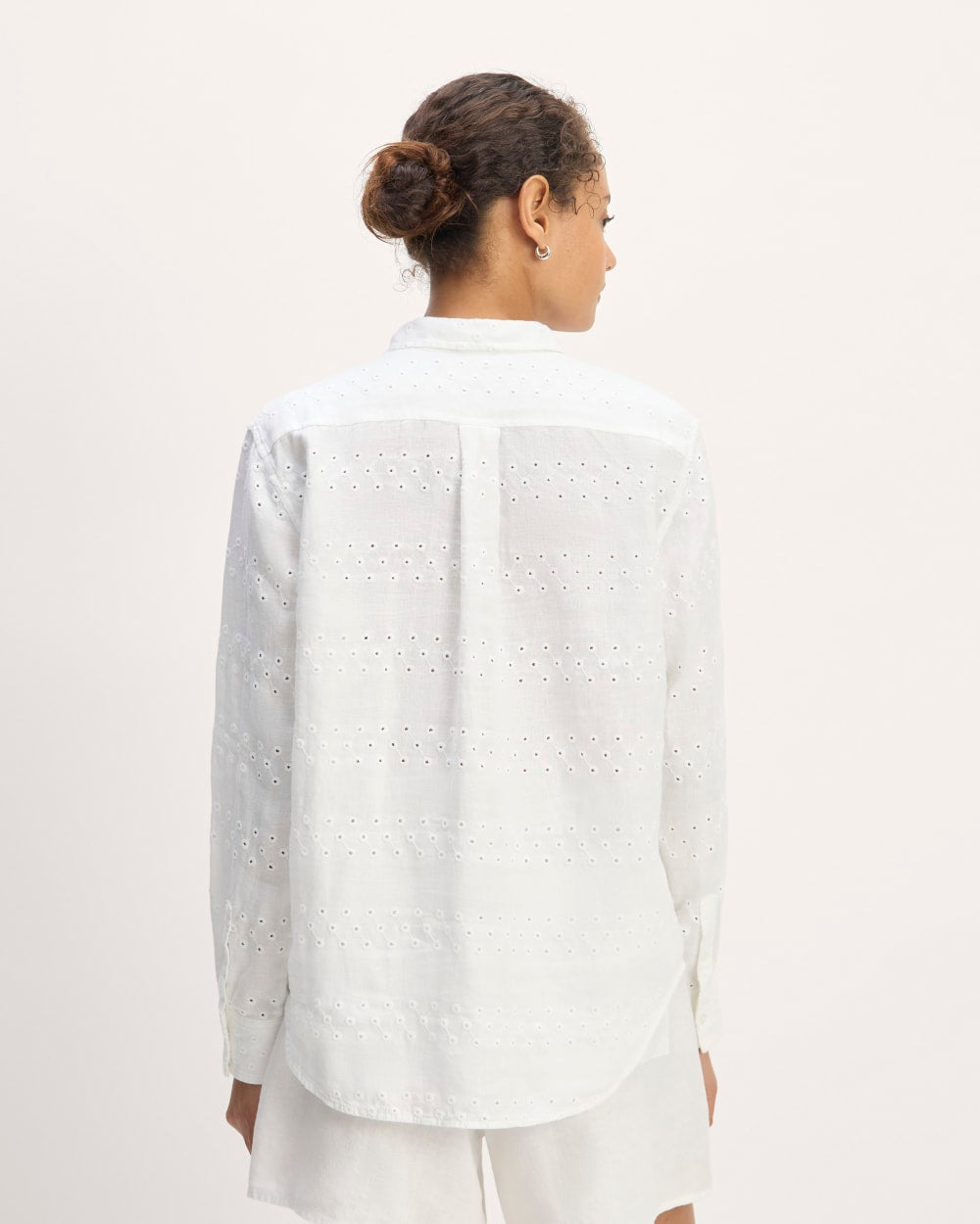The Linen Eyelet Relaxed Shirt | White Eyelet