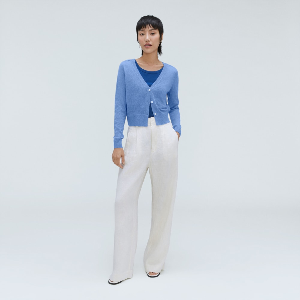 The Featherweight Alpaca Cardigan | Blue Opal