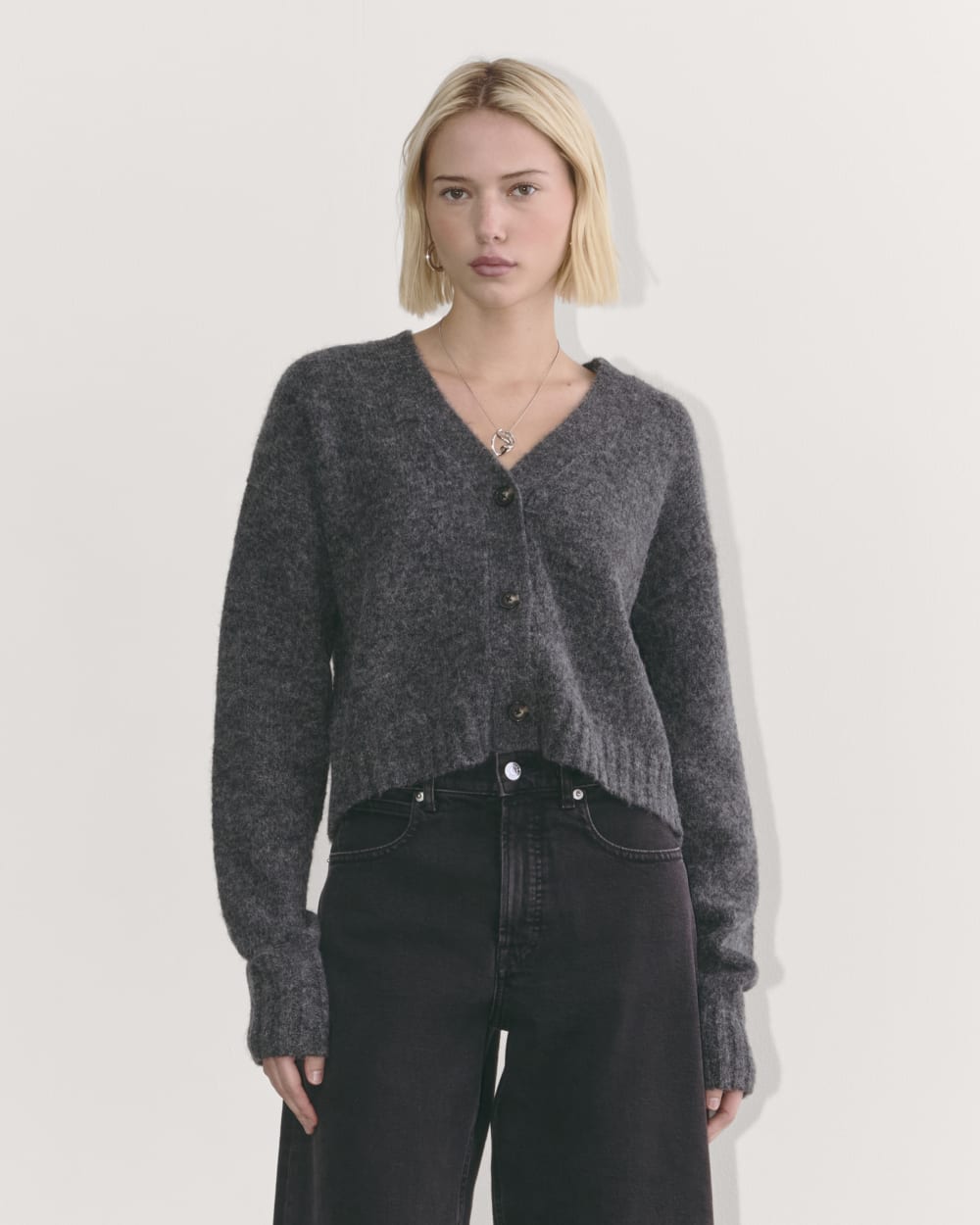 The Boxy Cardigan in Alpaca | Dark Charcoal