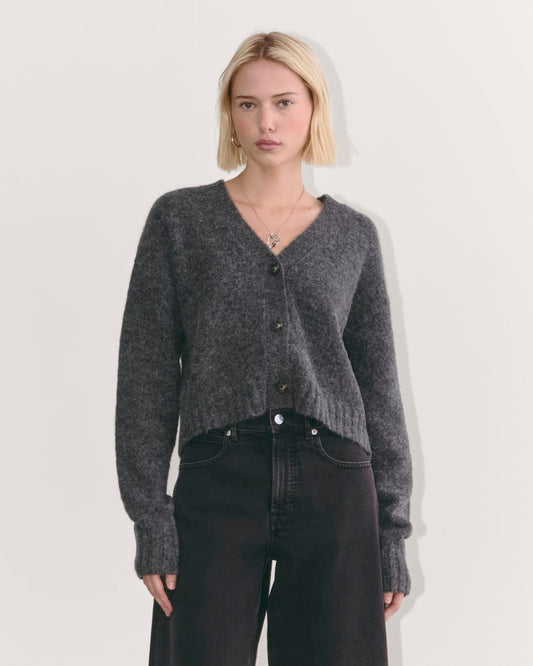 The Boxy Cardigan in Alpaca | Dark Charcoal