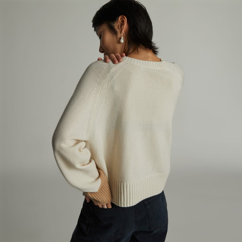The Cashmere Boxy Crew | Bone / Light Camel