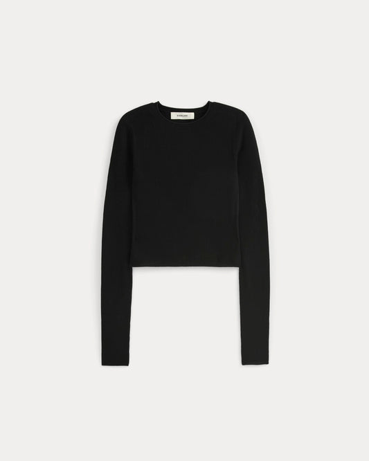 The Cropped Crew Top in Ultrafine Merino | Black