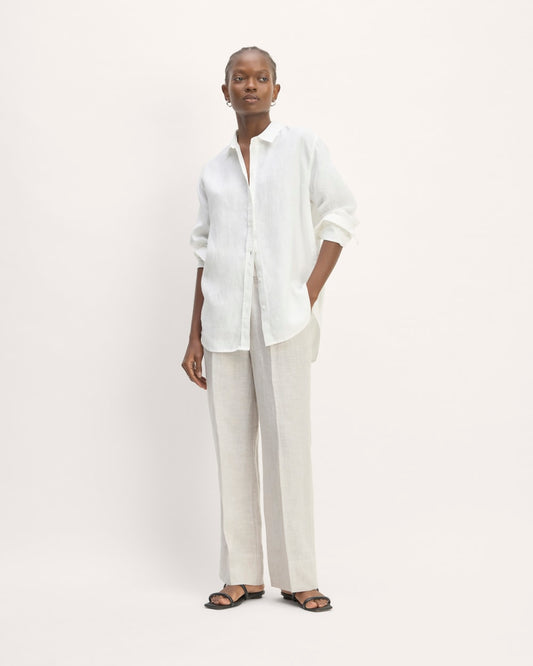 The Linen Easy Pant | Stone / White