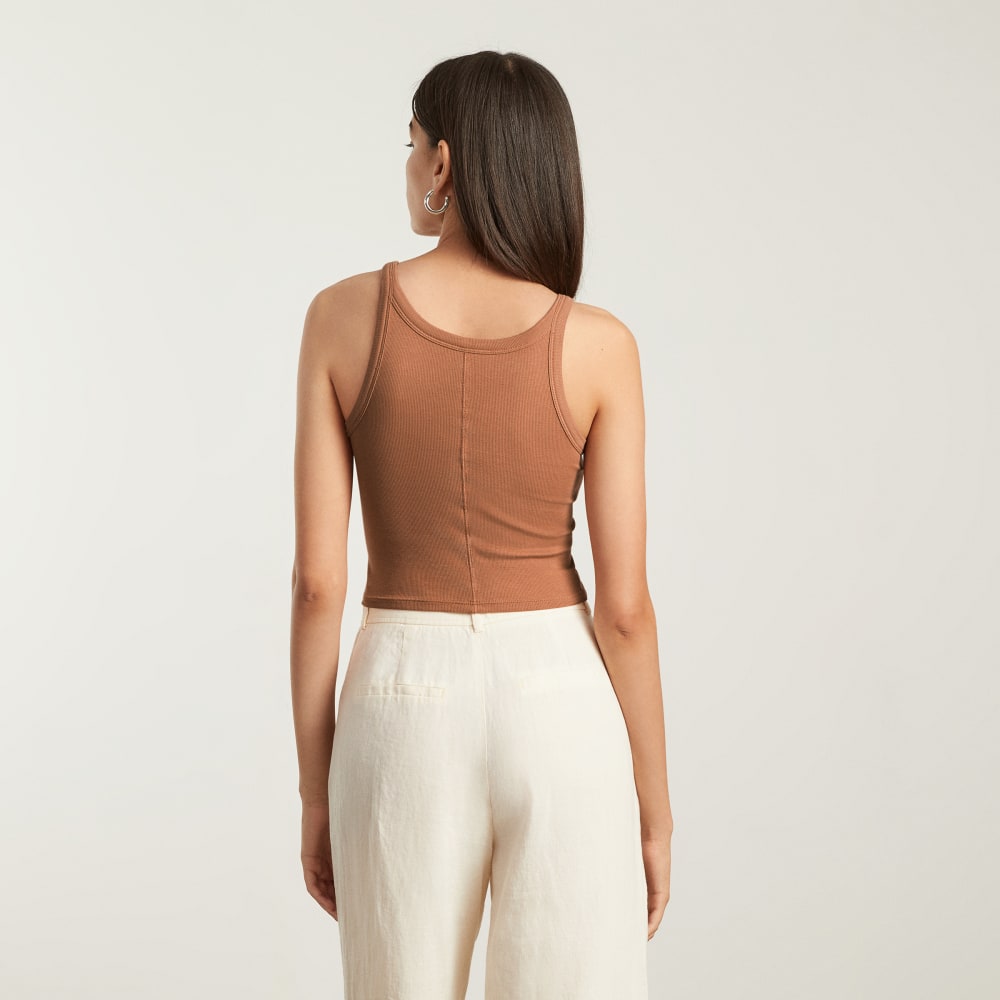 The Pima Micro-Rib Short Tank | Tawny Brown