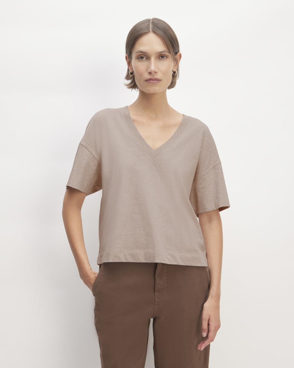 The Organic Cotton Slouchy V-Neck | Burnt Sugar