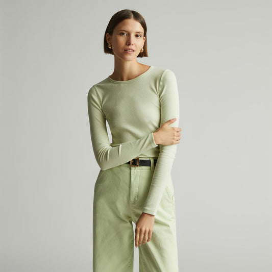 The Pima Micro-Rib Long-Sleeve Crew | Seafoam Green