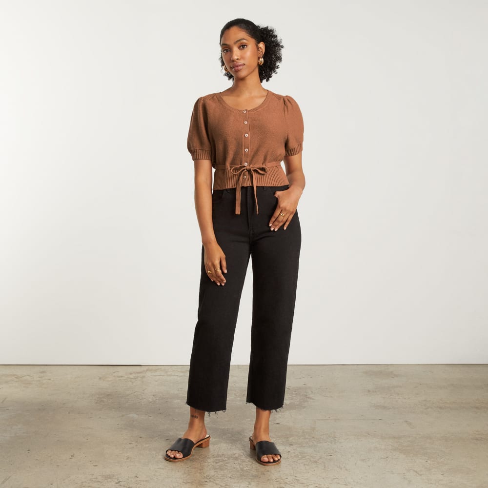The Puff Sleeve Sweater Top | Tawny Brown