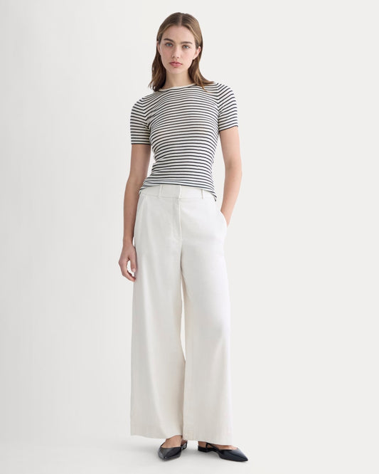 The Wide-Leg Pant in Stretch Linen | Natural Chambray