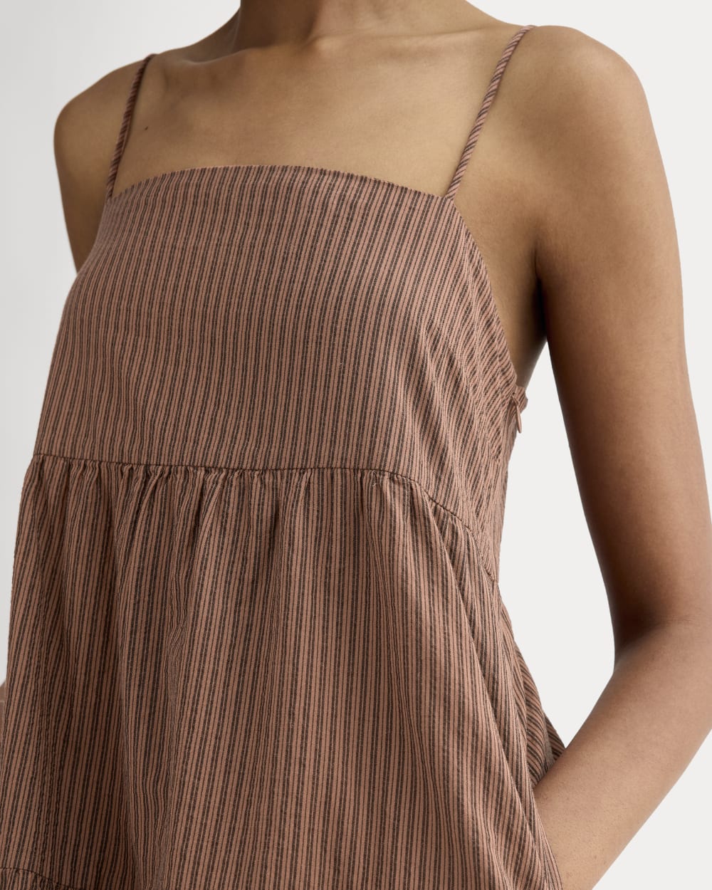 The Gauze Tiered Dress | Carob Brown / Black
