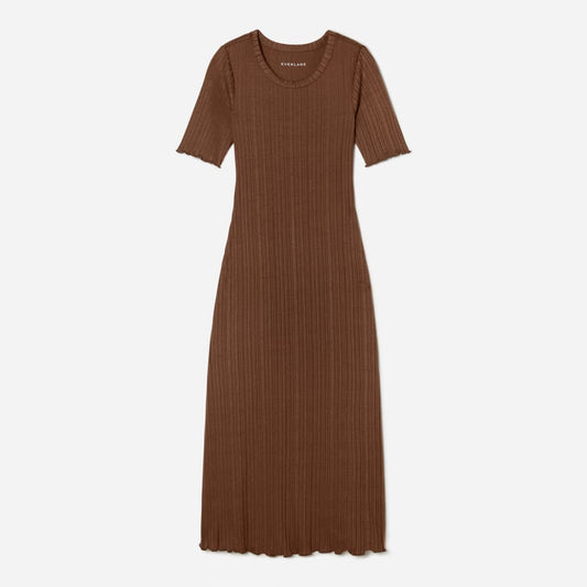 The Open Back Rib Dress | Espresso