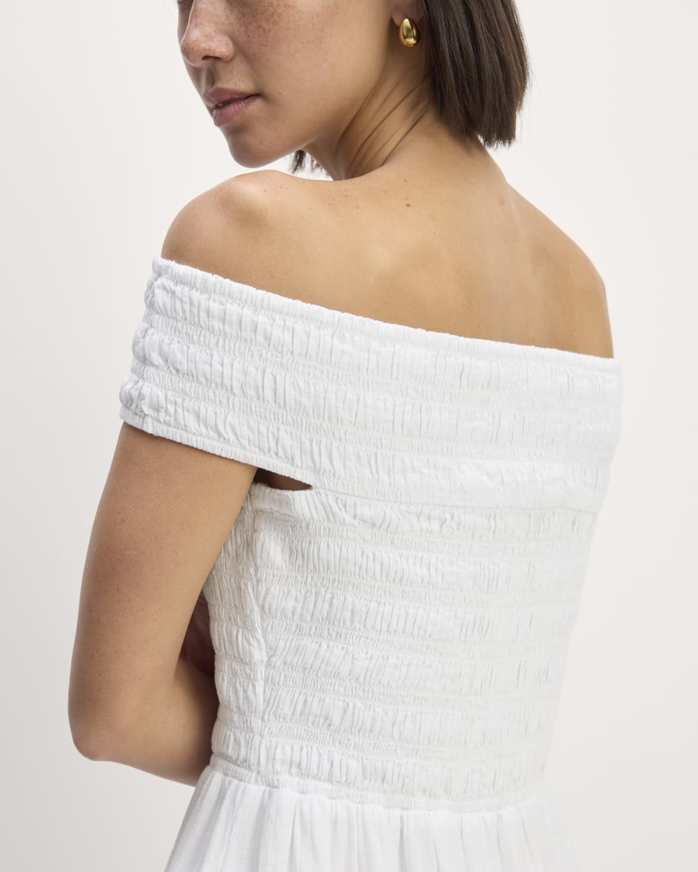 The Gauze Off-the-Shoulder Dress | White