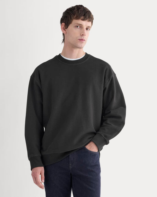 Twill Terry Jacquard Crew Sweatshirt | Black