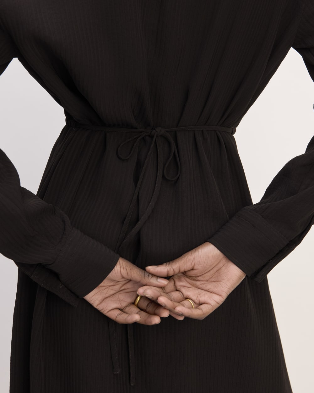 The Mini Jacquard Stripe Shirt Dress | Black