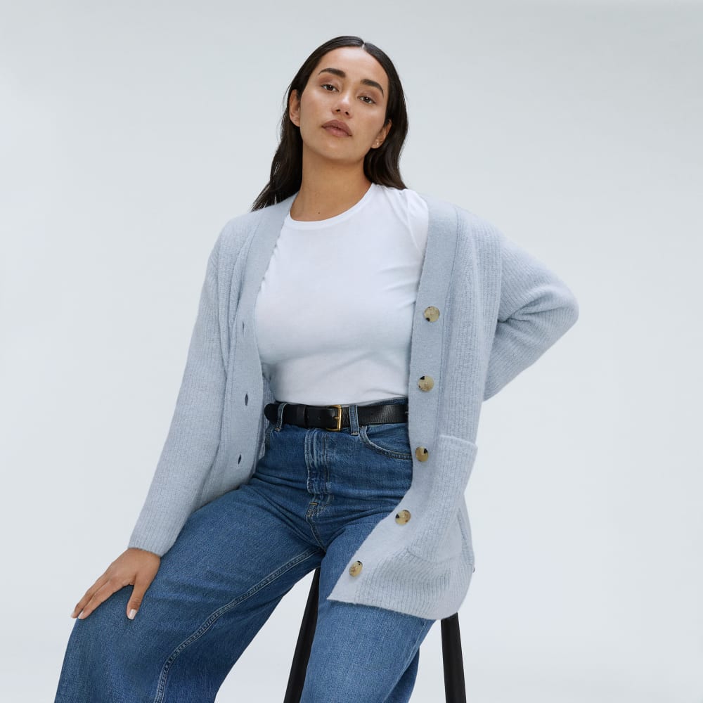 The Oversized Alpaca Pocket Cardigan | Mist